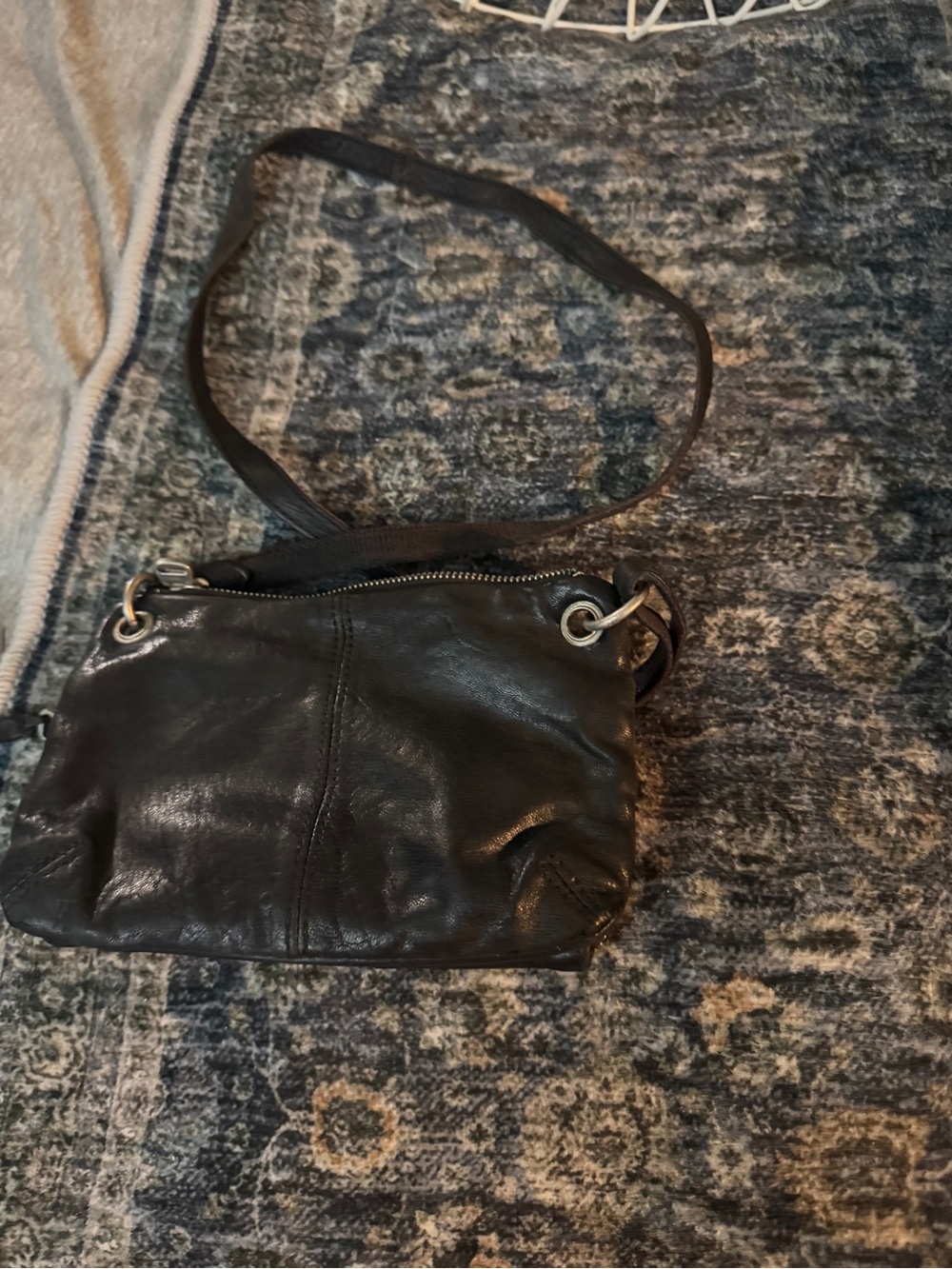 Fossil Black Leather Crossbody Wallet Purse - Picture 5 of 6